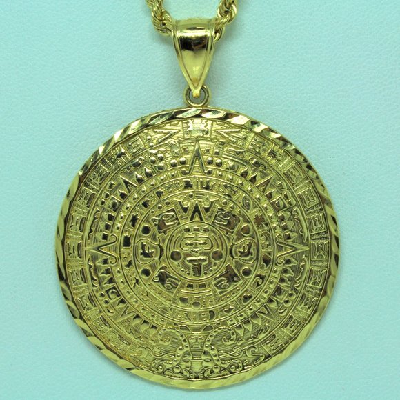 10k Gold Aztec Calendar Charm